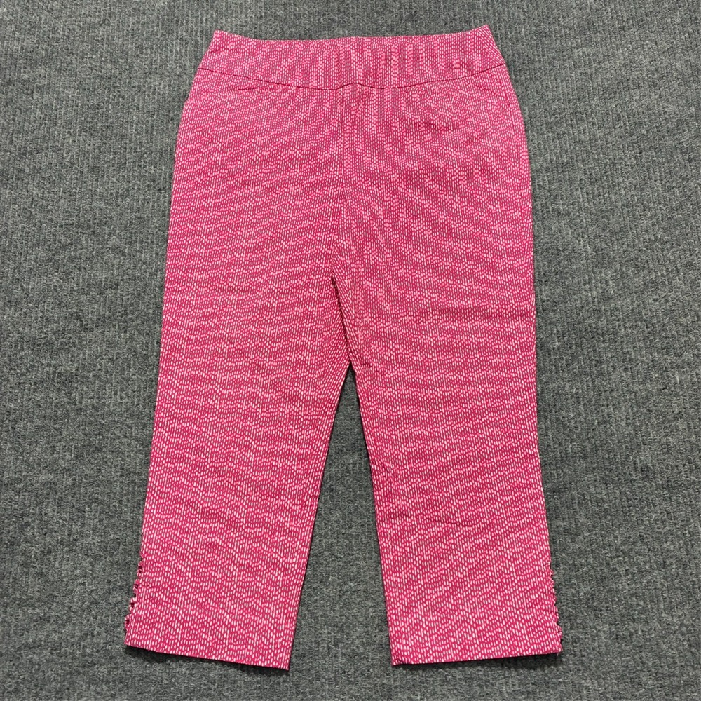Chicos‎ Perfect Stretch Womens Pants Size 0.5 Capri Pink White Speckled Pull On